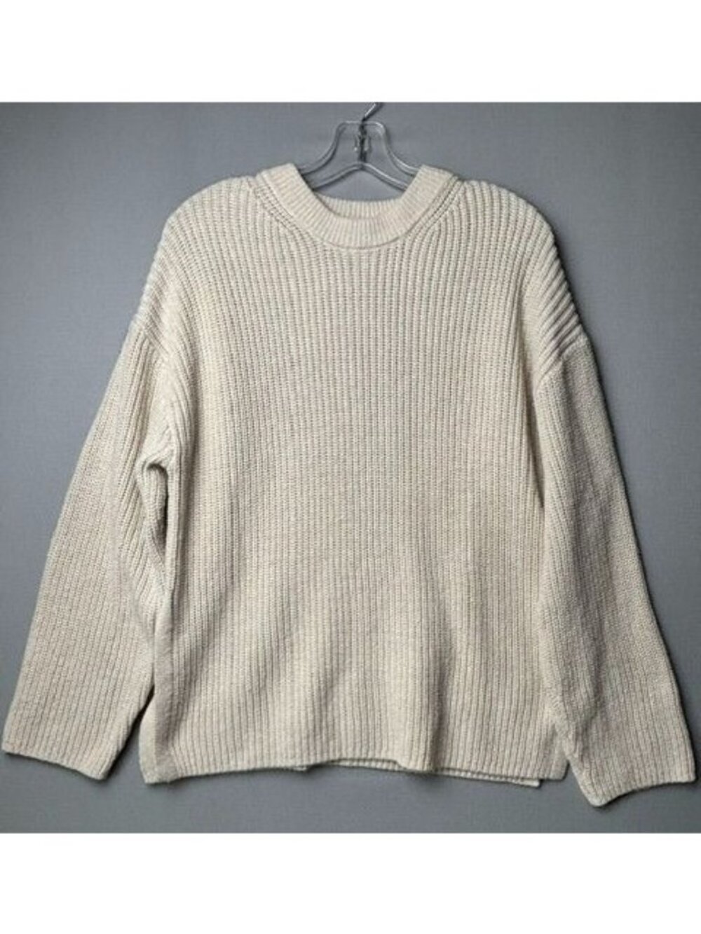 H&M Women's XS Cream Chunky Knit Sweater Oversized Coastal Minimalist